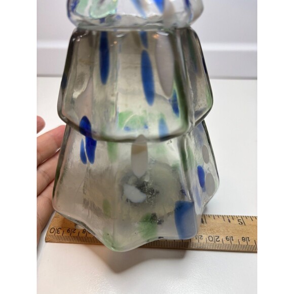 Hand Blown Art Glass Multicolor Christmas Tree Figure Decor candle holder - Picture 9 of 9